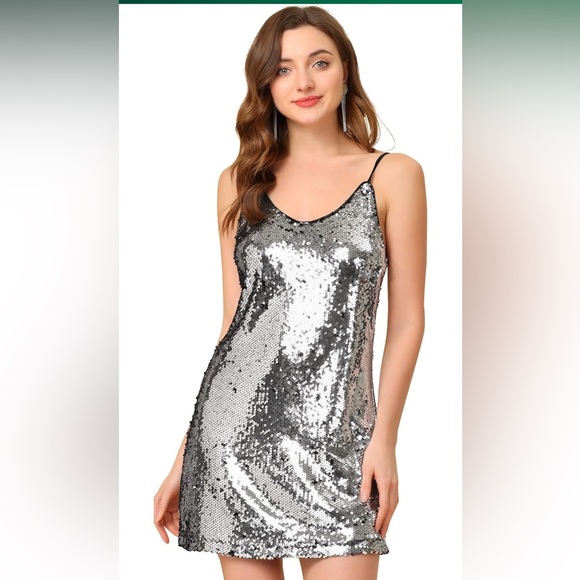 Allegra K Dresses & Skirts - Allegra K Silver Sequin Mini Dress